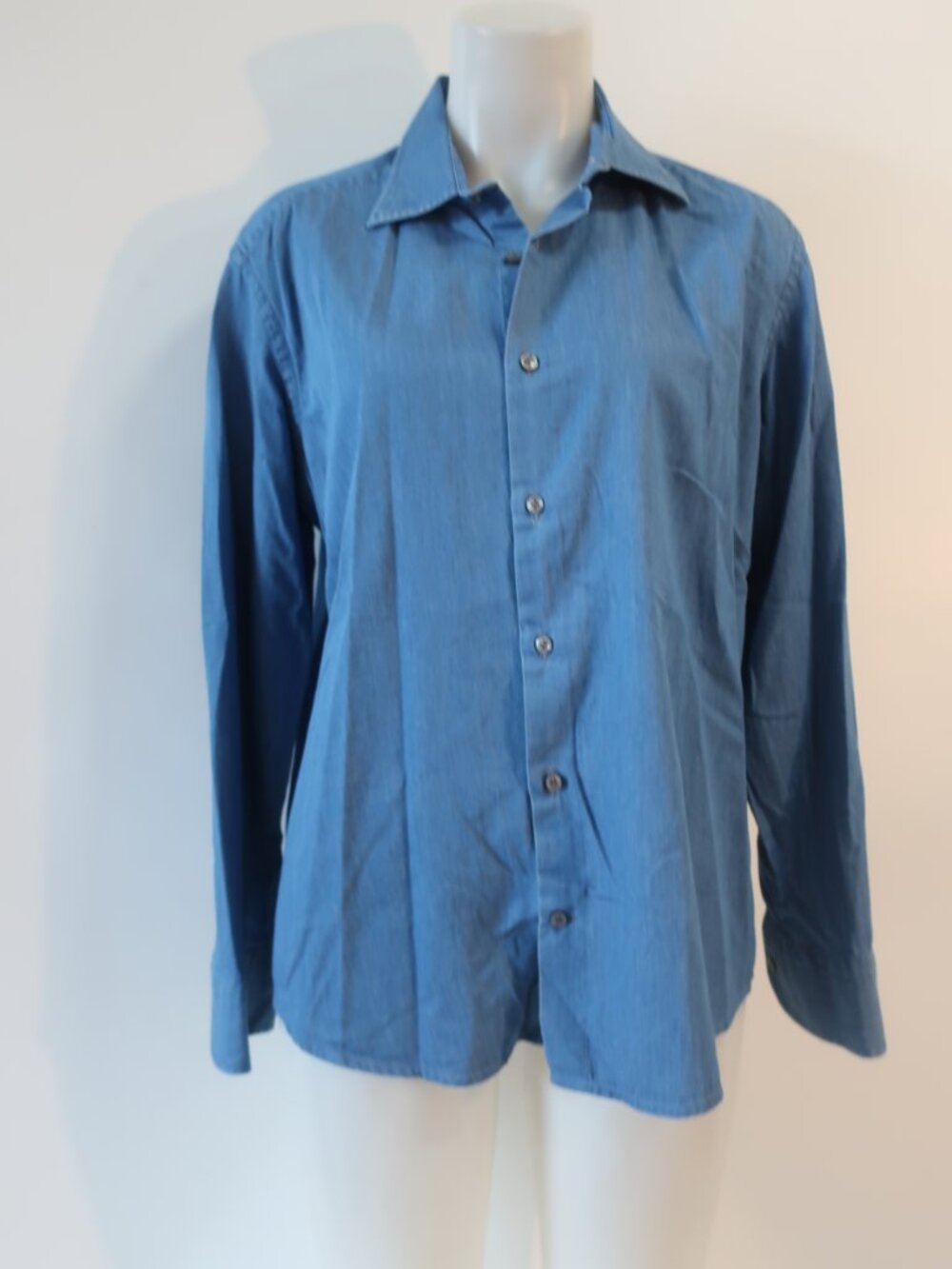 Mens Davide Cenci Blue Chambray (Item- 47) Cotton Button-Down Shirt 16